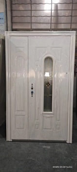 steel panel door with small oval glass,entry panel metal door with oval glass insert
