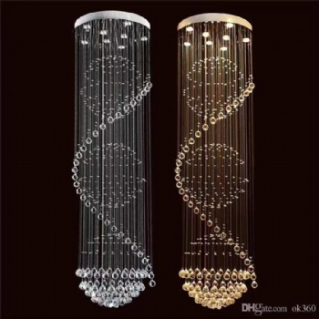 Modern luxury minimalist crystal stair villa hotel lobby size chandelier