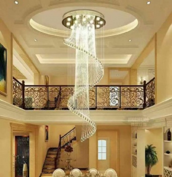 Modern luxury minimalist crystal stair villa hotel lobby size chandelier