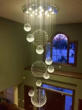 Modern luxury minimalist crystal stair villa hotel lobby size chandelier