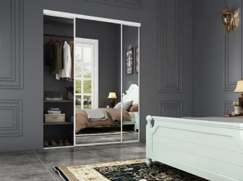 2025 New Style Steel Frame Mirrored Bypass Closet Door including Hardware Kit with Mail Order Packing