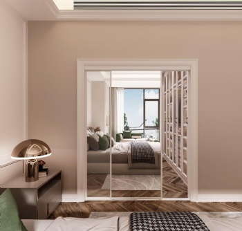2025 New Style Steel Frame Mirrored Bypass Closet Door including Hardware Kit with Mail Order Packing